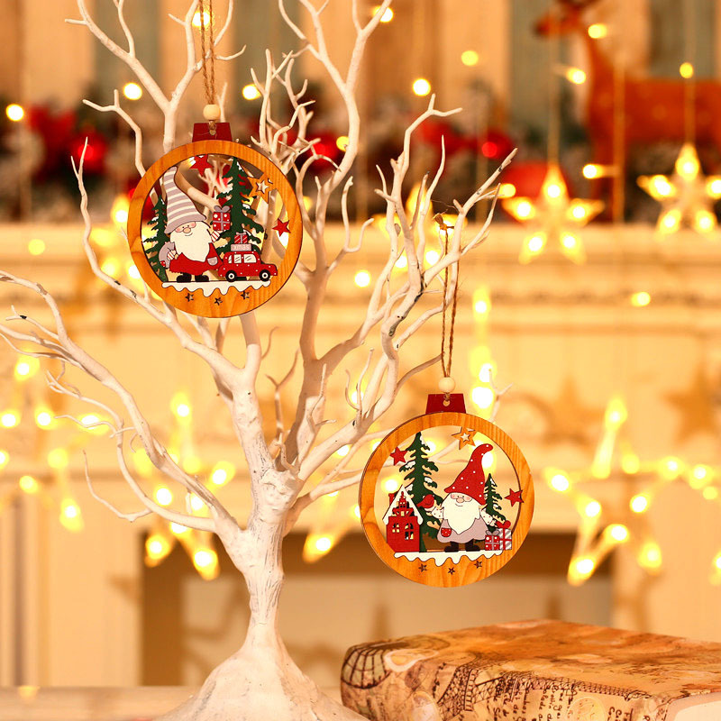 Navidad transfronteriza nuevos suministros decorativos de madera Bosque Enano ancianos colgante árbol de Navidad madera pequeño colgante