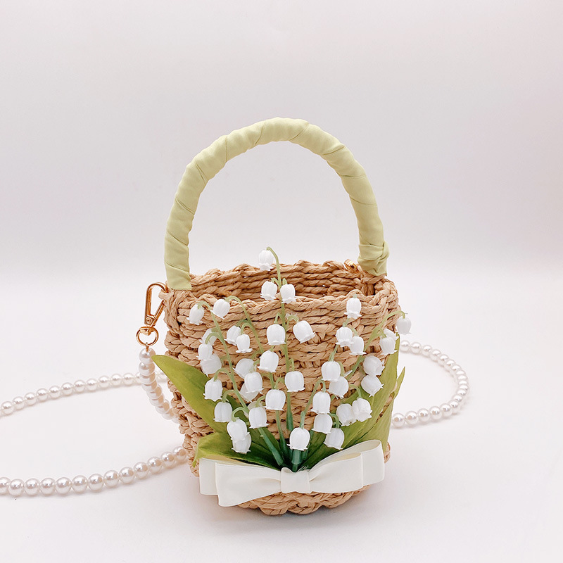 Women's Small Straw Flower Bow Knot Vacation Beach Weave Open Straw Bag display picture 10