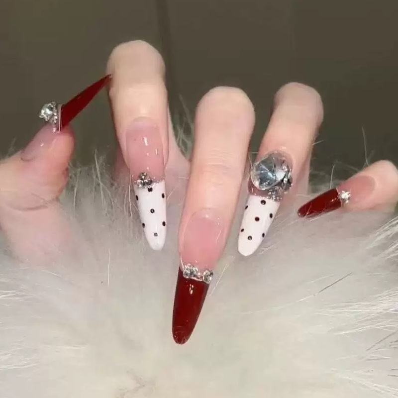 Z549-버건디 폴카 도트 천금