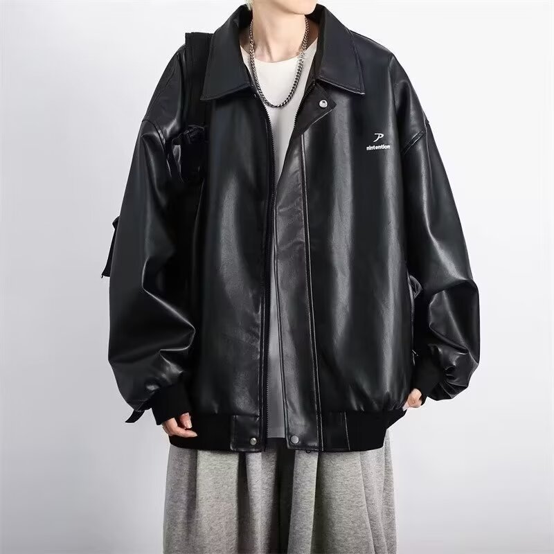 Europa y América de la moda callejera locomotora suelta chaqueta de cuero hombre moda alta sensación de piloto chaqueta de cuero PU chaqueta