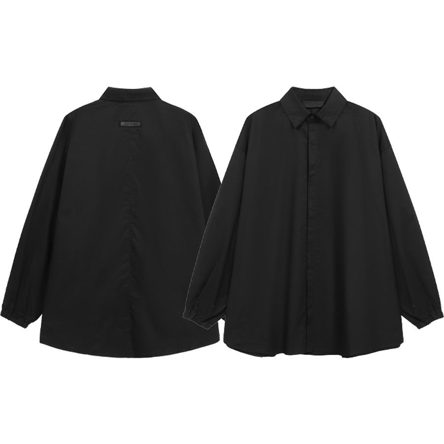 23FW marca nueva serie FOG ESSENTIALS carta de color sólido adhesivo camisa de manga con cordón de longitud media