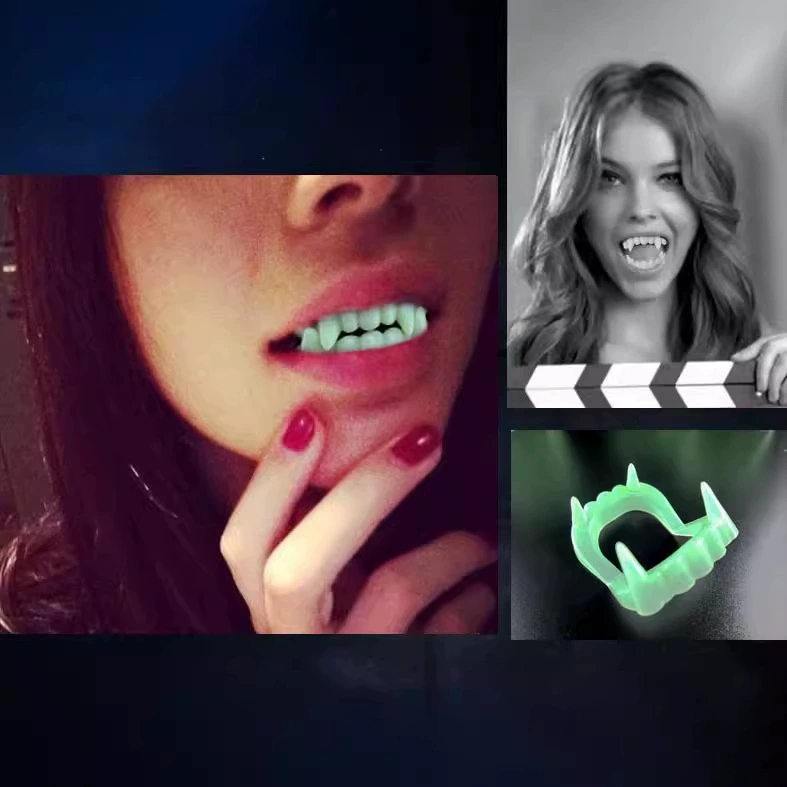 Розыгрыш на 1 апреля, реквизит для Хэллоуина, страшные вампирские зубы, светящиеся в темноте, искусственные зубы, забавные игрушки для испуга