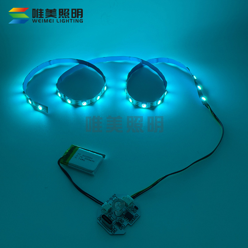 5V RGB LED Işık Şeridi Sınır Ötesi Parlak Badminton Raket Işık Şeridi USB Şarjlı Dokunmatik Anahtar PCBA Çözümü