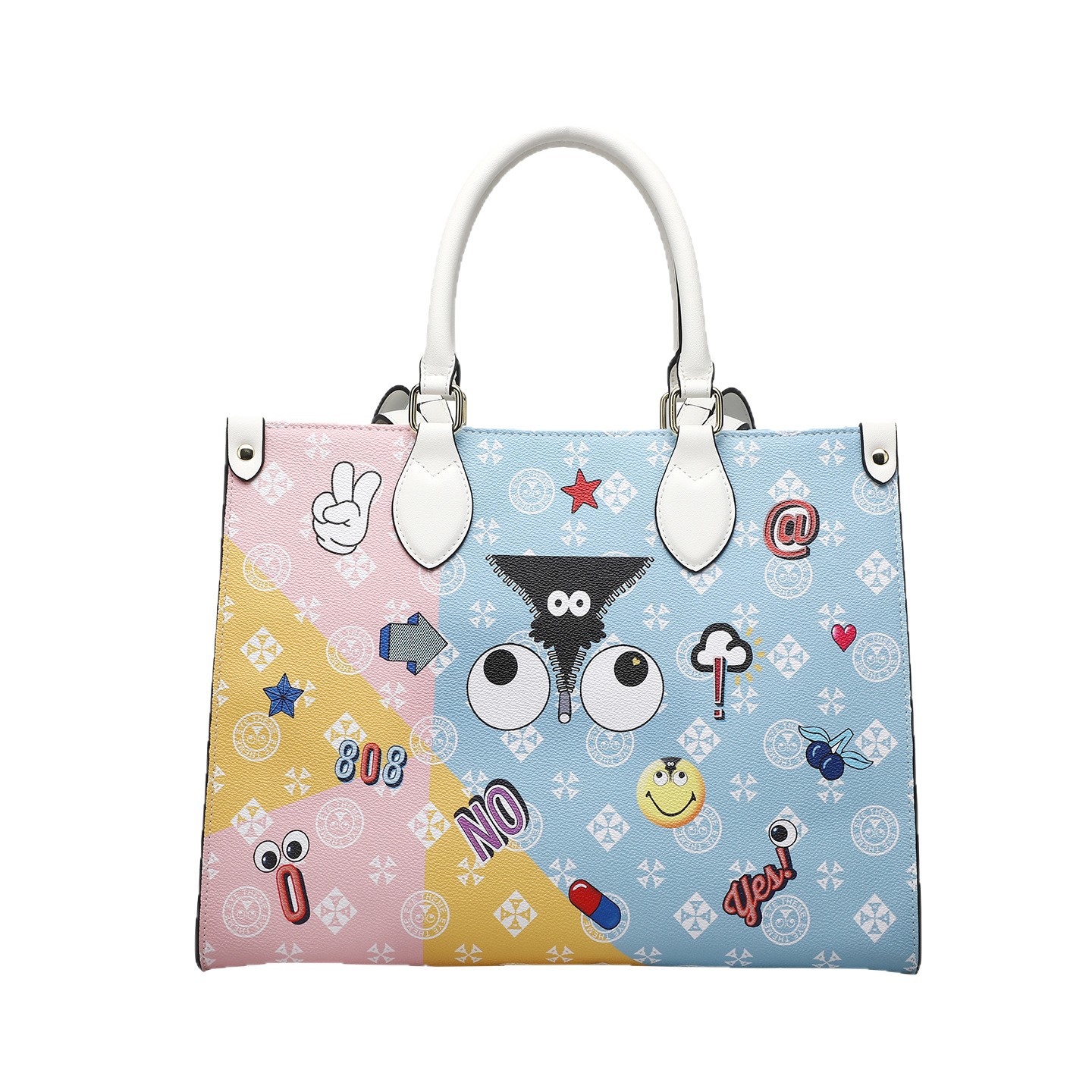 Bolsa de almacenamiento de oficina de alta capacidad de moda damas bolsas de archivo impresa PVC desgaste tote brazalete 2852 #