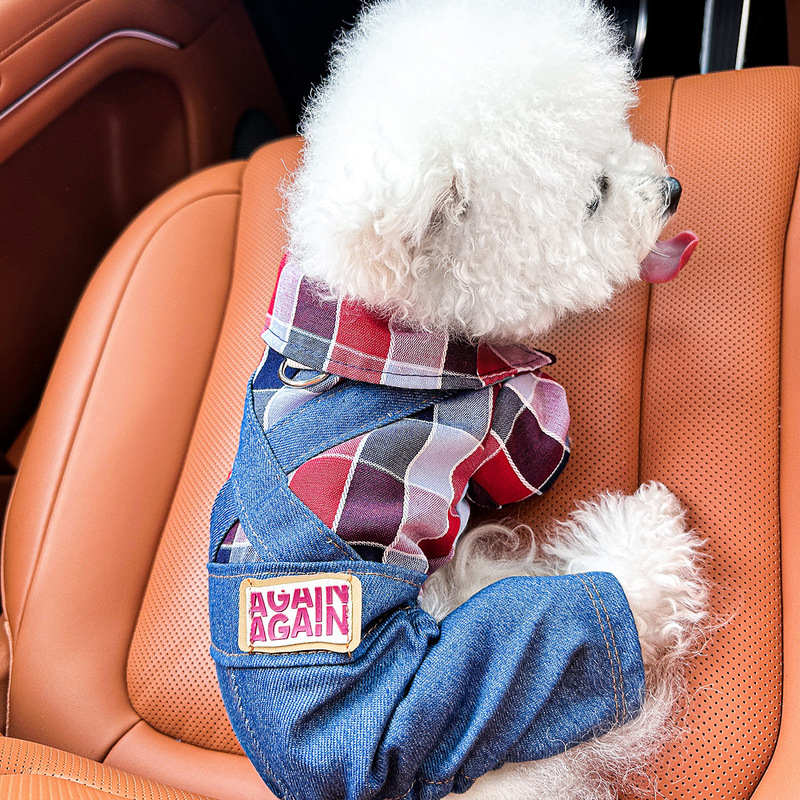 人気のペット用子犬・猫服、春と秋のデニムオーバーオール、四足服の工場直販|undefined