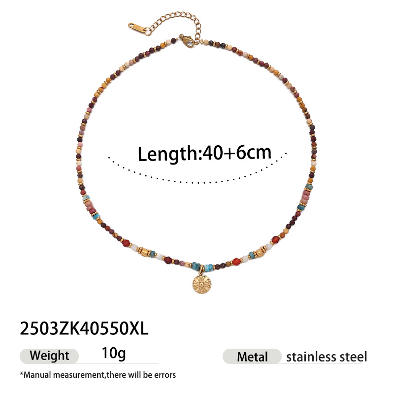 Collar de acero inoxidable transfronterizo de Europa y los Estados Unidos, mujer ligera y lujosa, nicho superpuesto con joyas de acero de titanio de piedra natural.