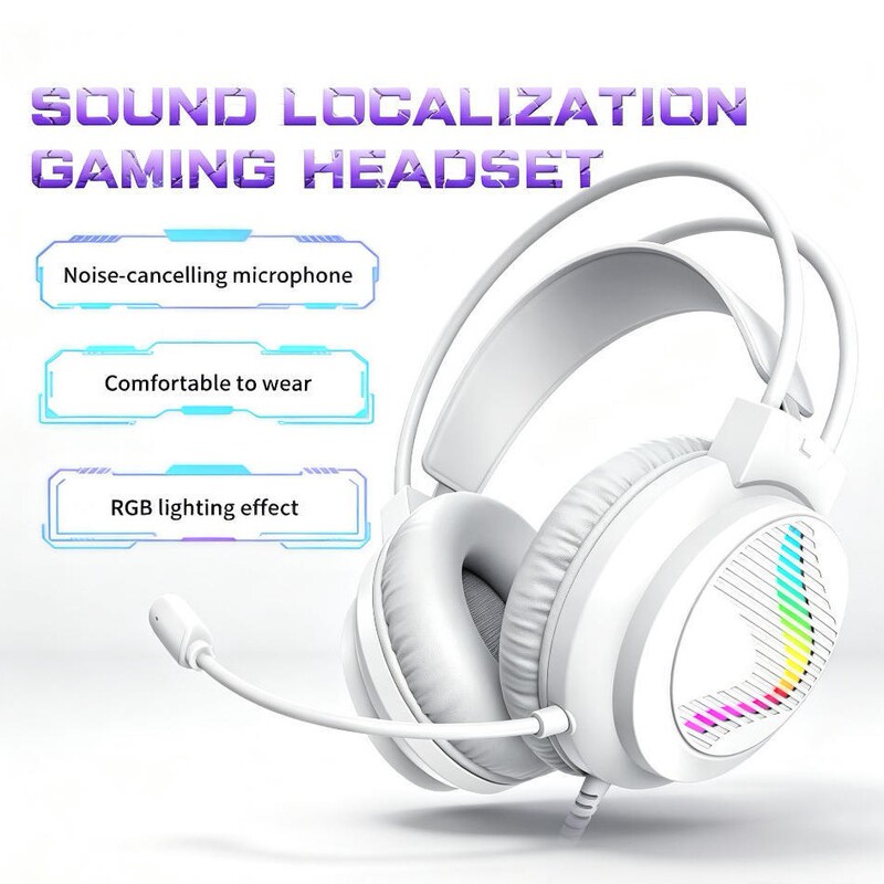 Premium computer headset, over-ear gaming headset, professional wired headset with microphone, suitable for desktop and laptop computers, ideal for gaming