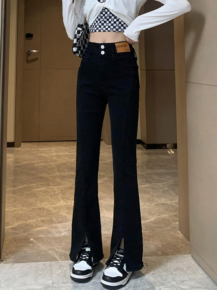 검정 바지 여자 키 작은 봄 가을 코디 하이웨이스트 날씬해 보이는 트임 플