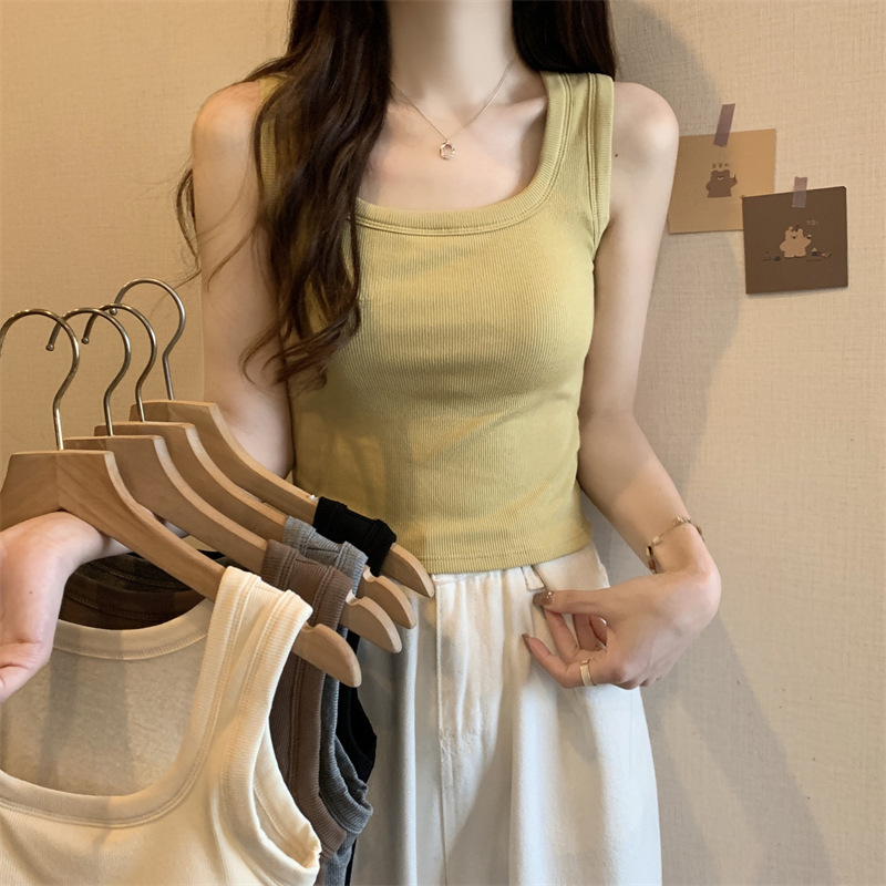 Autumn and Winter brushed cotton thermal vest women's wear-free bra with chest pad one-piece inner wear outer wear slim top Autumn and Winter brushed cotton thermal vest women's wear-free bra with chest pad one-piece inner wear outer wear slim top