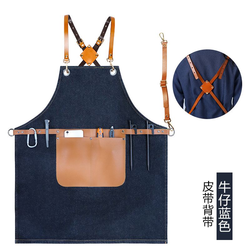 Comercio exterior delantal de lona gruesa logotipo personalizado industria pesada máquina reparación electricista carpintería ropa de trabajo delantal fábrica al por mayor personalizado