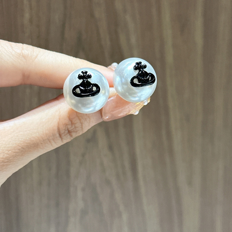 Pendientes de perlas Saturno coreanos de moda para mujer, retro, sencillos, de diseño único y elegante.