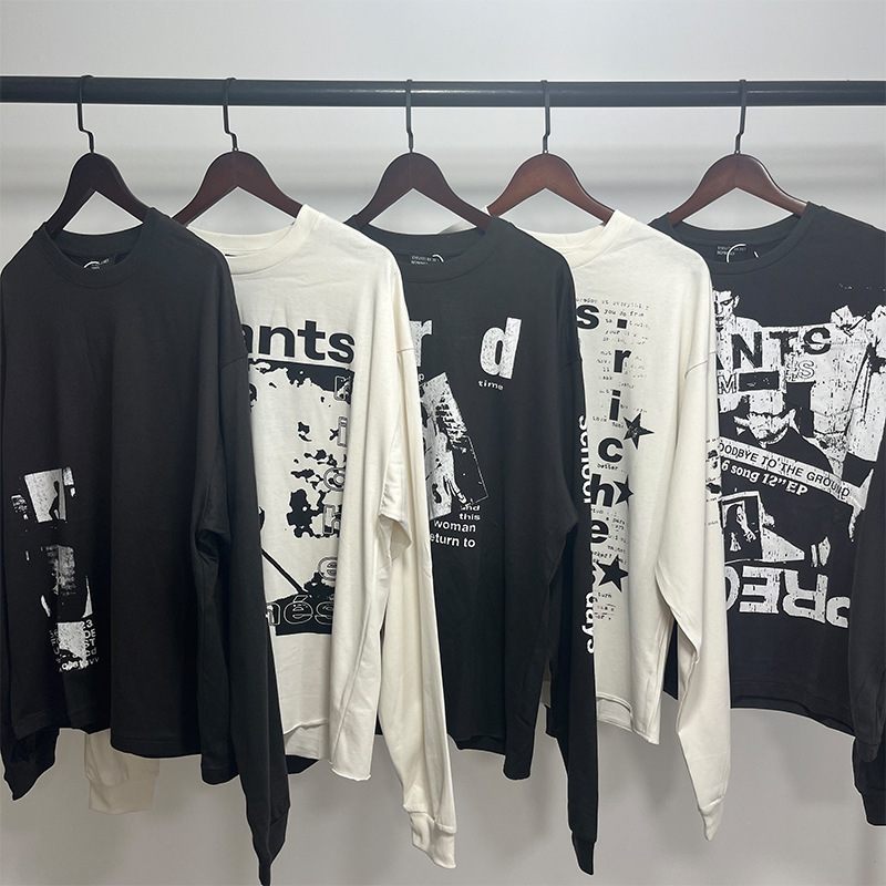 GMABCD Unisex Portrait Graphic Long-Sleeve T-Shirt – Relaxed Cotton Streetwear - detail 3
