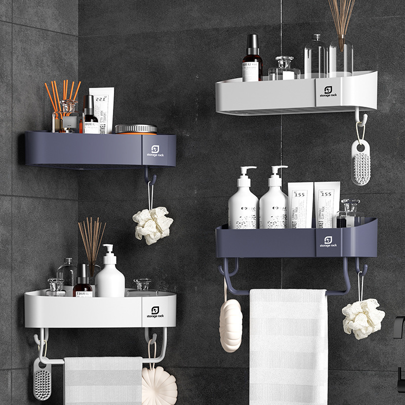 Punch-free Kitchen Bathroom Bathroom Wall Rack Multi-functional Wall-mounted Household Plastic Triangle Storage Rack