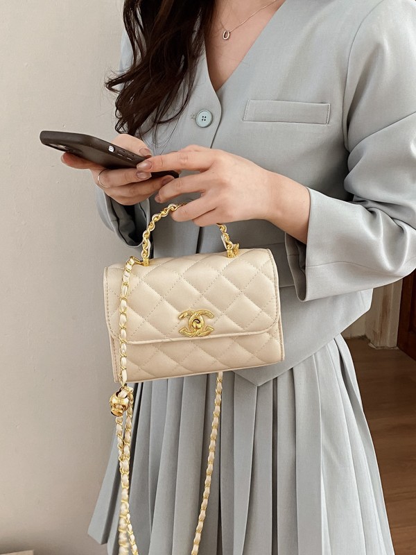 Bolso de mano de fragancia transfronteriza, moda de personalidad, bolso de hombro pequeño, bolso de cadena de rejilla inclinada de lujo ligero