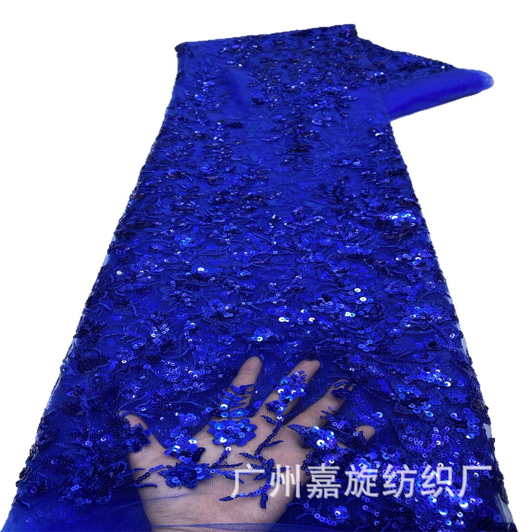2025 Francia red fantasía sequinilla tela de encaje tulle bordado vestido de boda de mujer nigeriana tela image 6