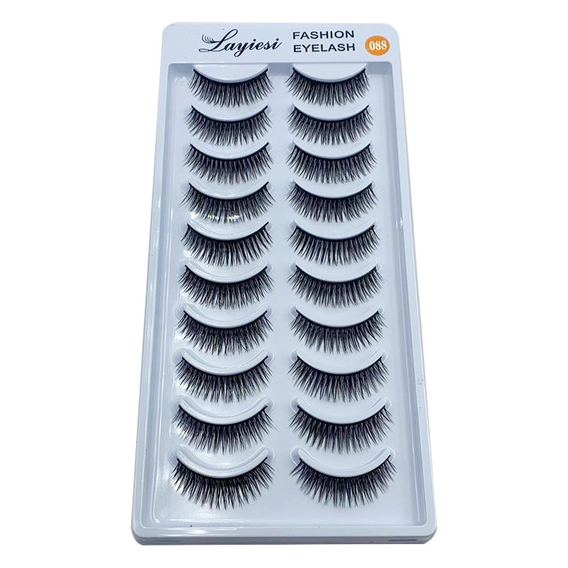 Diez pares de 088 # gruesa Cruz corta tallo duro etapa maquillaje nupcial Estudio de maquillaje especial pestañas postizas