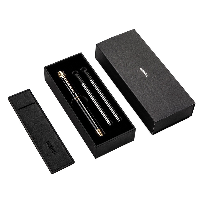 Deli S158 Ball Pen 0.5mm Bullet Sign Pen Metal Black Gel Pen Business Writing Tool