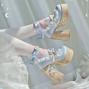 Little Leather Shoes Lolita Bow Cute Girl Lolita Shoes Sweet Dream Fairy High Heels Waterproof Platform