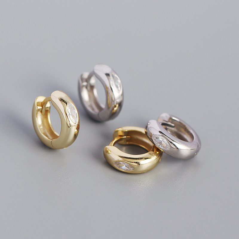S925 silver geometric circle horse eye zircon earrings wholesale Nihaojewelry