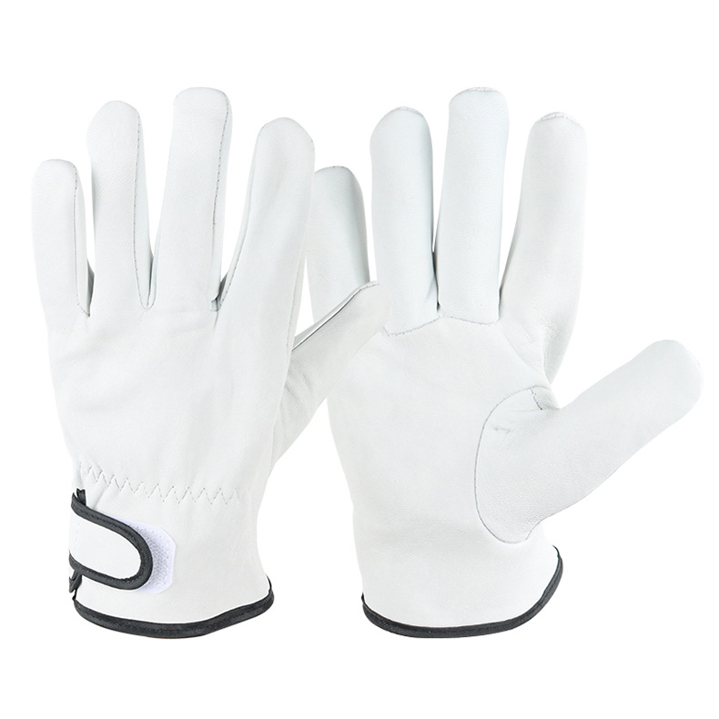 Guantes de piel de oveja de algodón blanco personalizados guantes de soldadura resistentes a quemaduras guantes de protección mecánica resistentes al desgaste fabricantes personalizados al por mayor