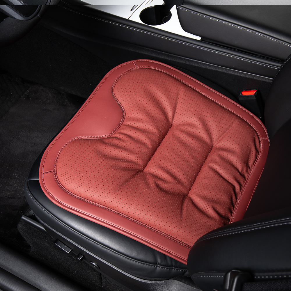 New Car Seat Cushion: Universal Seat cushion, seat cover - volcanic-red-nappa-leatheranti-slip-breathable-front-seat