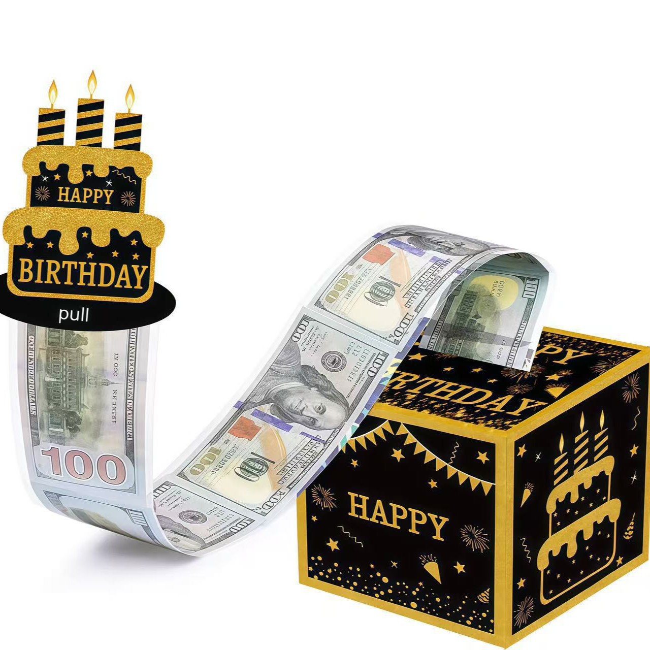 惊喜生日主题派对装饰现金抽拉钱盒生日场地气氛布置道具
