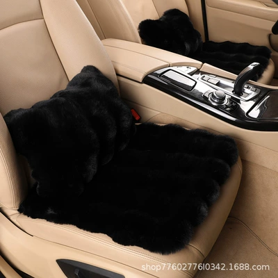 Bubble Velvet Car Seat Cushion Winter Rabbit Fur Plush Car Cushion Velvet Seat Pad Wholesale Thickened Chair Pad Non-Slip Warm Thickened (Wool pad) - bubble-velvet-single-pad-bubble-velvet-black