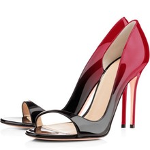 跨境欧美鱼嘴超高跟拼色细高跟女凉鞋sandals速卖通外贸大码