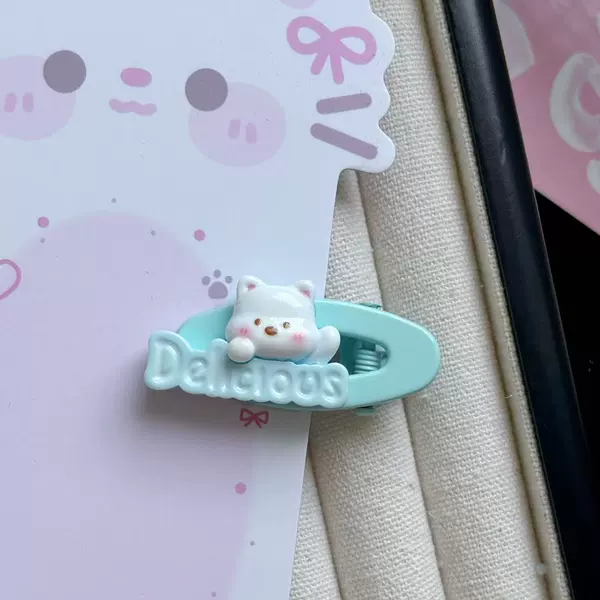 Cute white bear oval hairpin [brand]