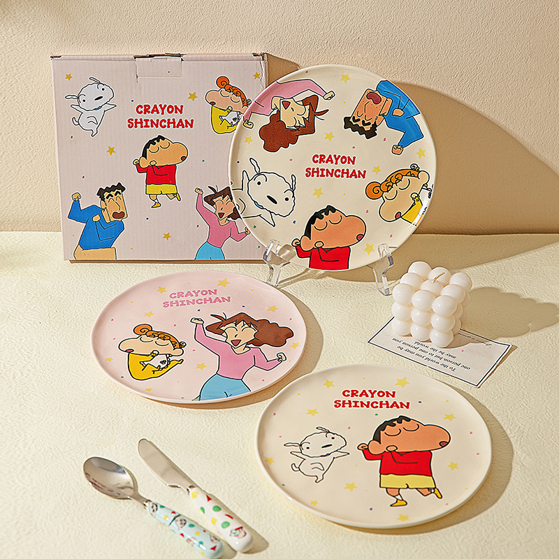 [Modern Housewife & Crayon Shin-Chan] Plate for Home Use, Cute Tableware, Birthday Gift, Fruit Breakfast Plate
