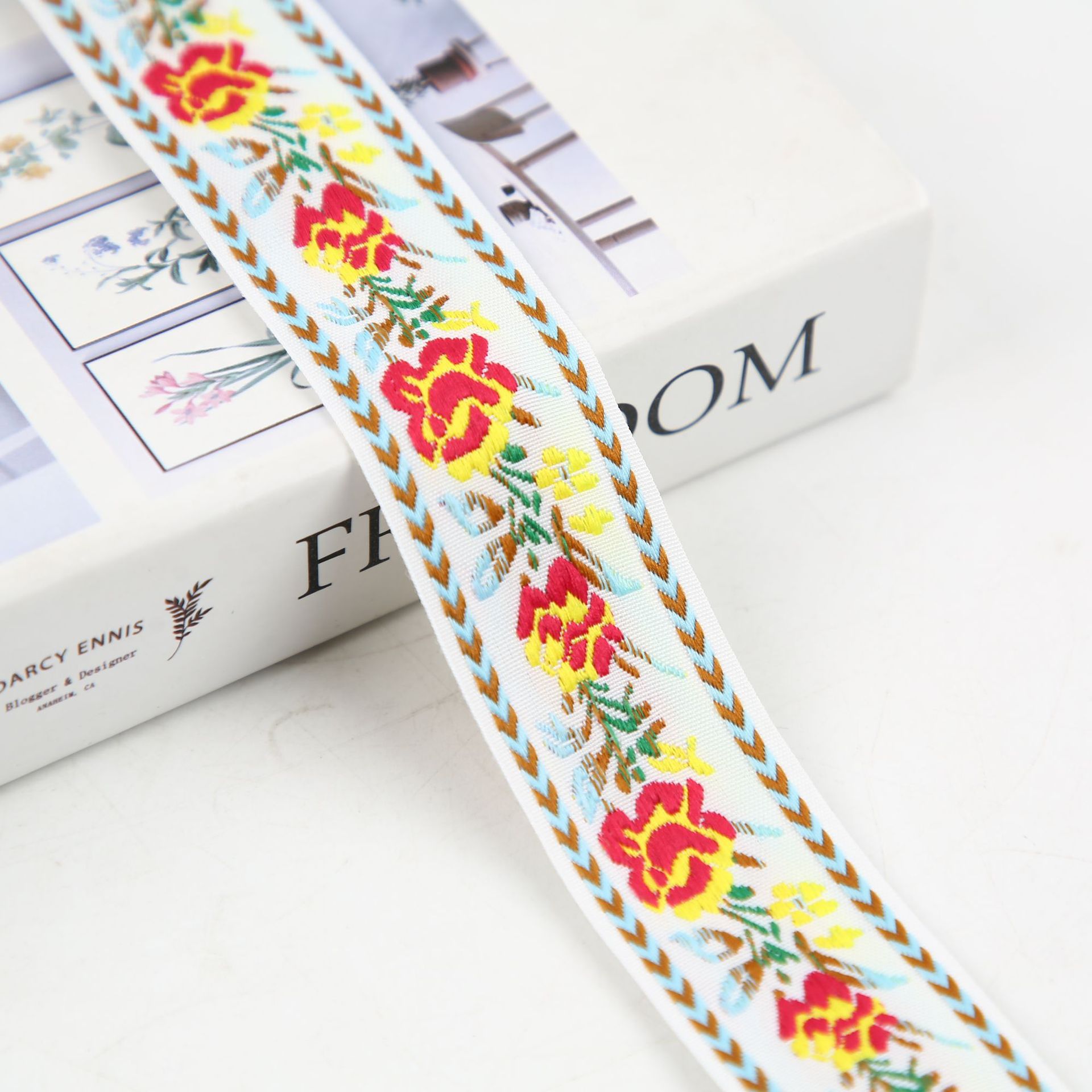3cm Hanfu accessories Tang suit retro classic ethnic style jacquard webbing bow webbing