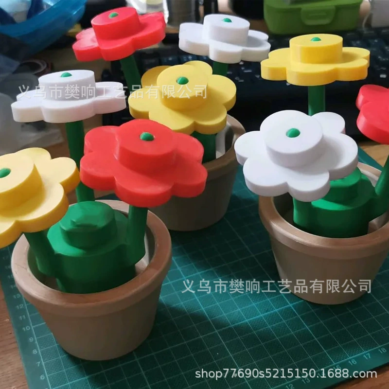 3D-напечатанные цветы в блоковом стиле крупная цветочная Lego 3D напечатанные строительные блоки цветы