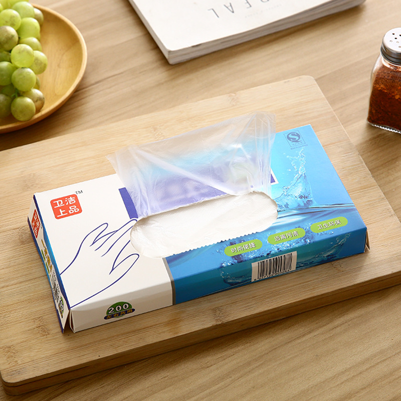 200 removable disposable gloves for food and catering plastic hand masks for home use transparent thickened durable box
