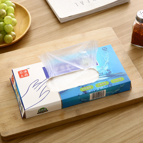 200 removable disposable gloves for food and catering plastic hand masks for home use transparent thickened durable box