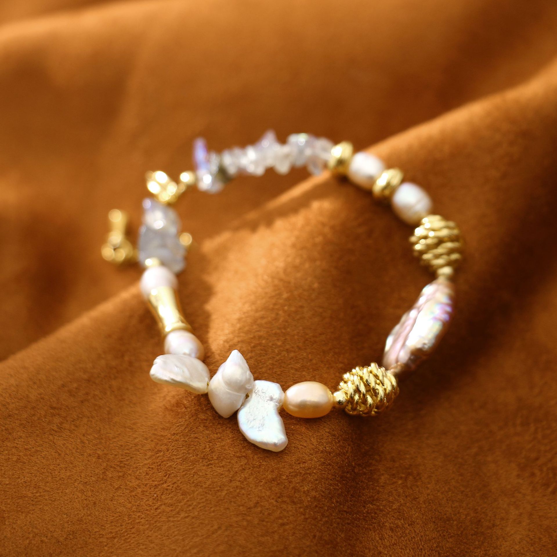 Simple Style Classic Style Geometric Moonstone Freshwater Pearl Copper Bracelets In Bulk display picture 5