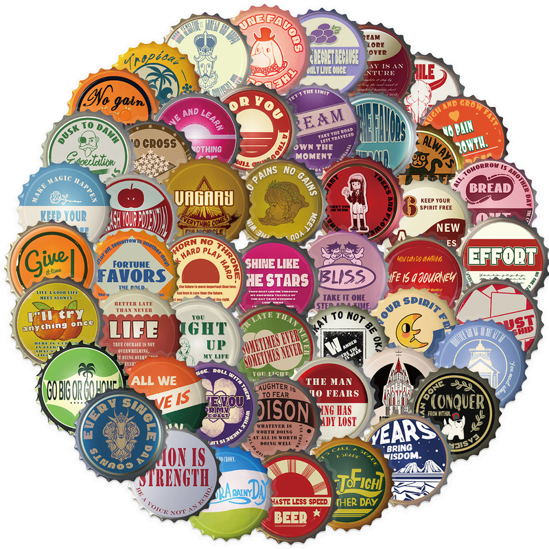 50 Bottle Cap Stickers Pet Transparent Waterproof Mobile Phone Water Cup Laptop Notebook Suitcase Decorative Stickers