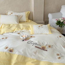 漂亮黄色向日葵太阳花全棉纯棉床上用品四件套女生秋冬季加厚磨毛