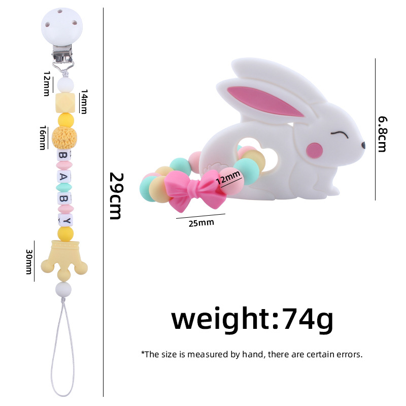 Infantil chupete cadena bebé creativo animal de dibujos animados conejo mordedura molar pulsera juguete