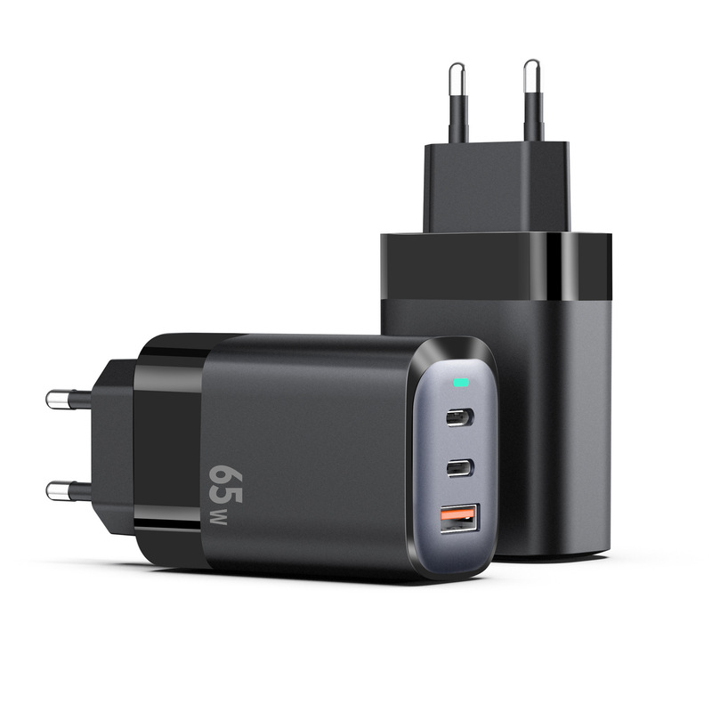 Cross-Border Pd65W Gallium Nitride Charging Head Pd3.1 Fast Charging Ce Certified European, American and British Standard Tablet and Laptop Adapter