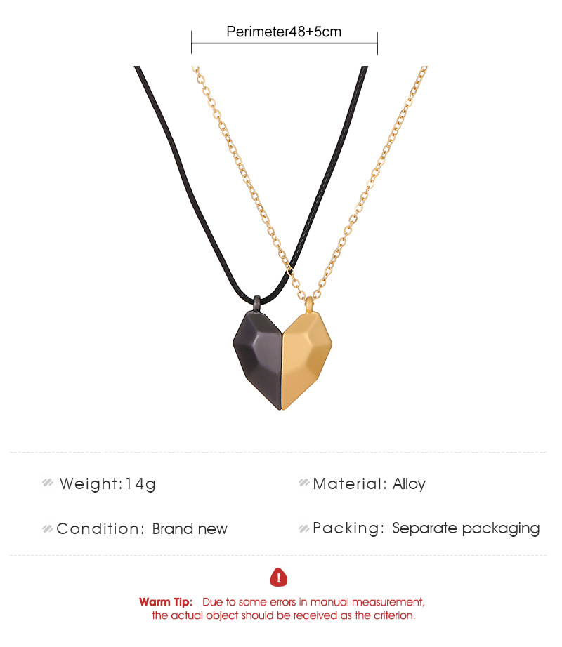 Fashion Creative Magnetic Heart-Shaped Clavicle Chain Couple Necklace a Pair