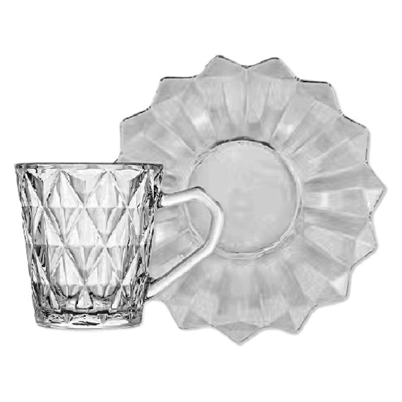 Diamond 6 tazas 6 platillos Juego de tazas y platillos Caja de vidrio Fábrica de lotes directos Oficina Hogar Taza de café Taza de té Taza de té negro