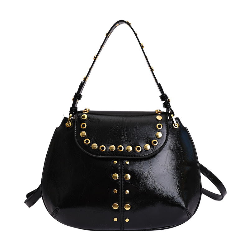 Elegante retro francés bolso de remaches estilo punk diario estilo callejero bolsa de silla de moda viaje mochila de hombro