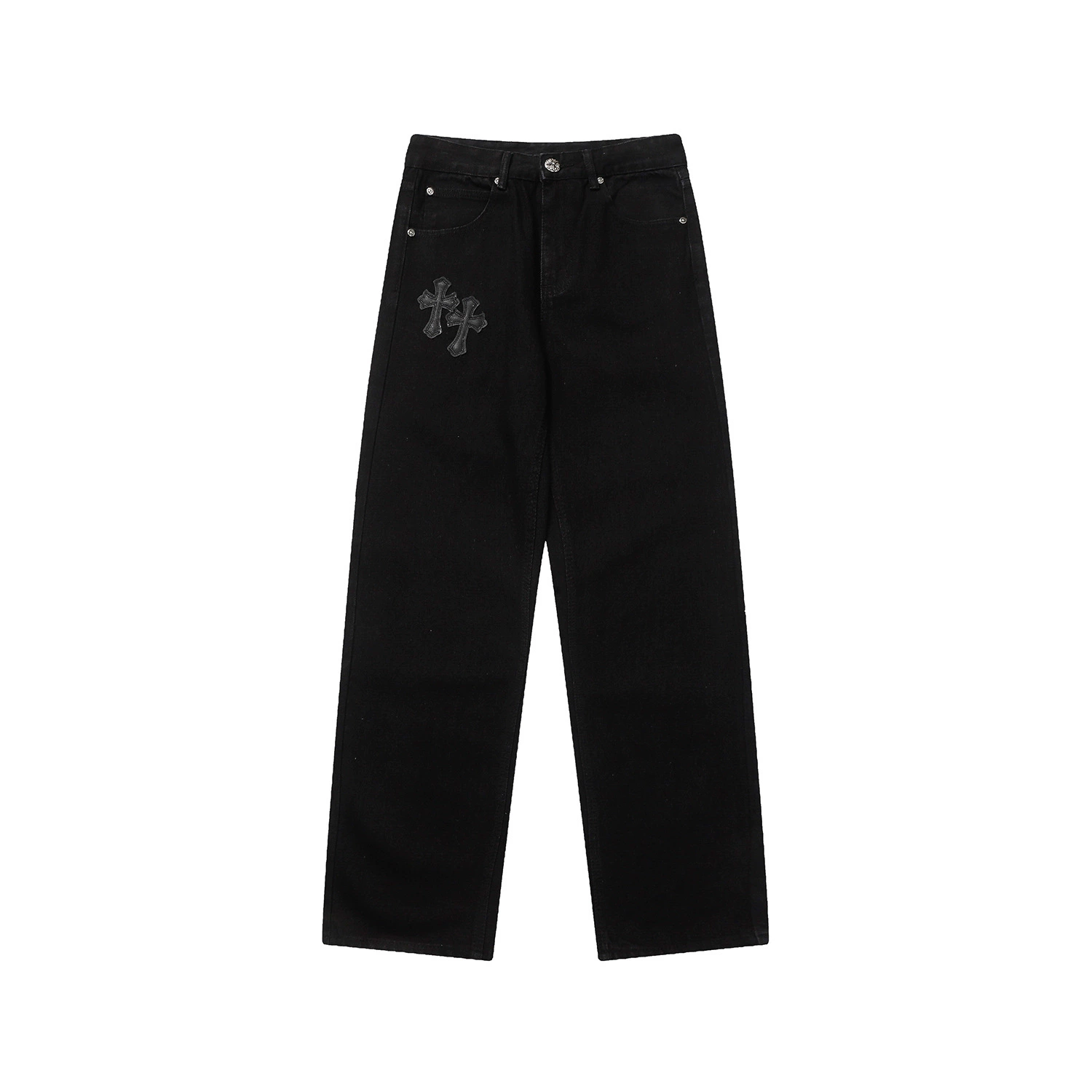 24 кроссбордерские джинсы из хром-алт стиль Chrome Hearts крокодиловые выстиранные потертые джинсы с нашивками из кожи
