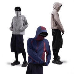 蝉の羽メッシュスプライシングフード付き日焼け防止服男性と女性のための夏軽量オリジナル糸抗 UV アイスシルクサイクリングジャージジャケット