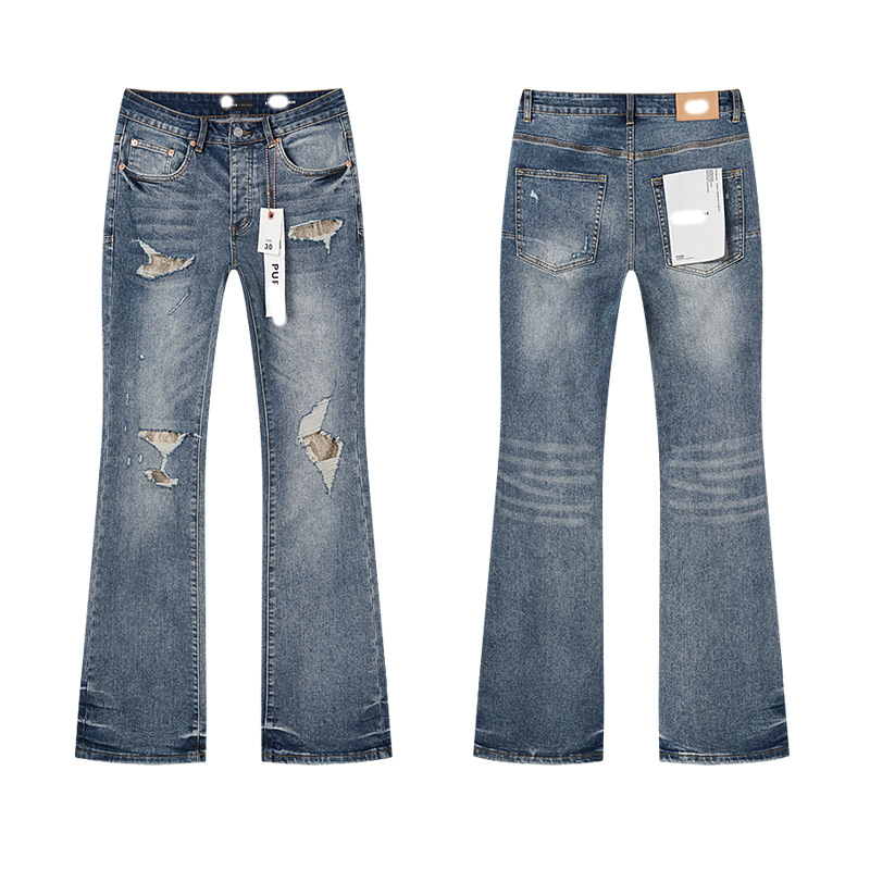 Marca de moda transfronteriza JB purple verano rectas vaqueros lavados de agua para hacer viejos agujeros vaqueros de hombre pantalones cortos de caño purple