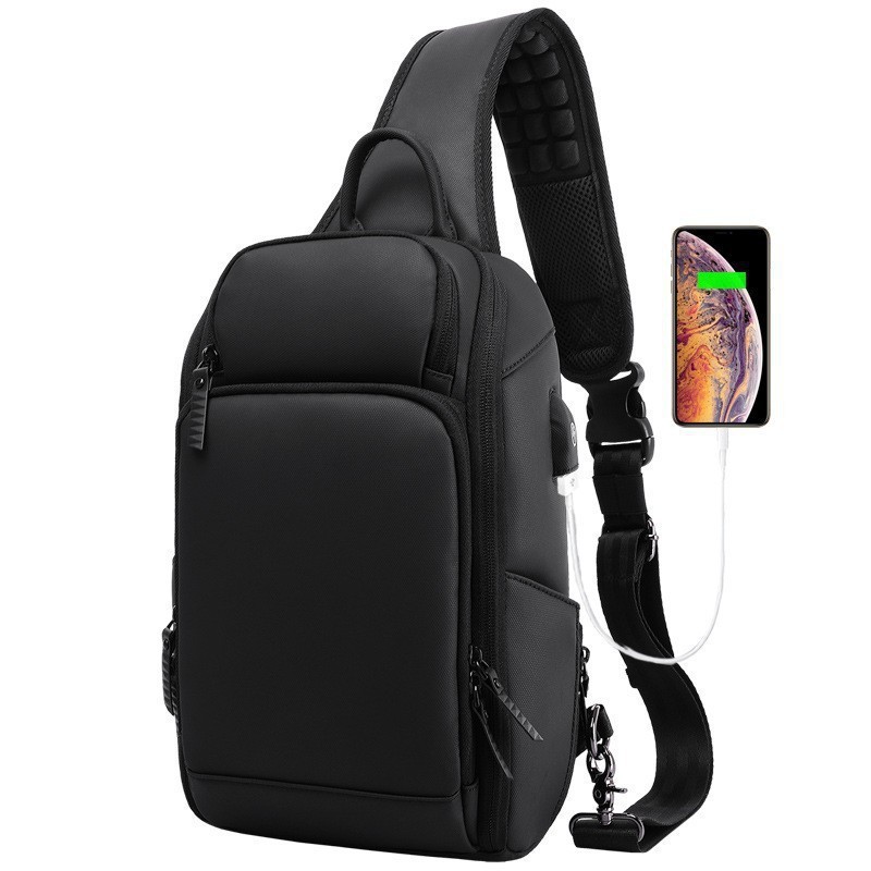 跨境新款单肩胸包大容量斜跨包商务多功能运动旅游包腰包挎包