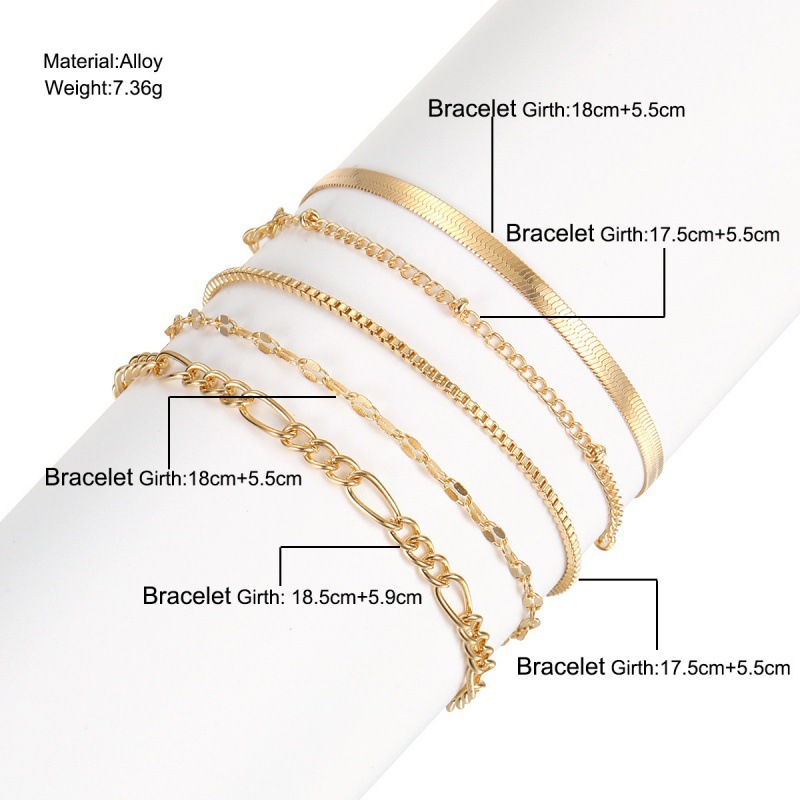 Cross-border Best-selling Basic Bracelet 6-piece For Women, Simple And Stylish Versatile Metal Chain Multi-layer Set_voghion.com