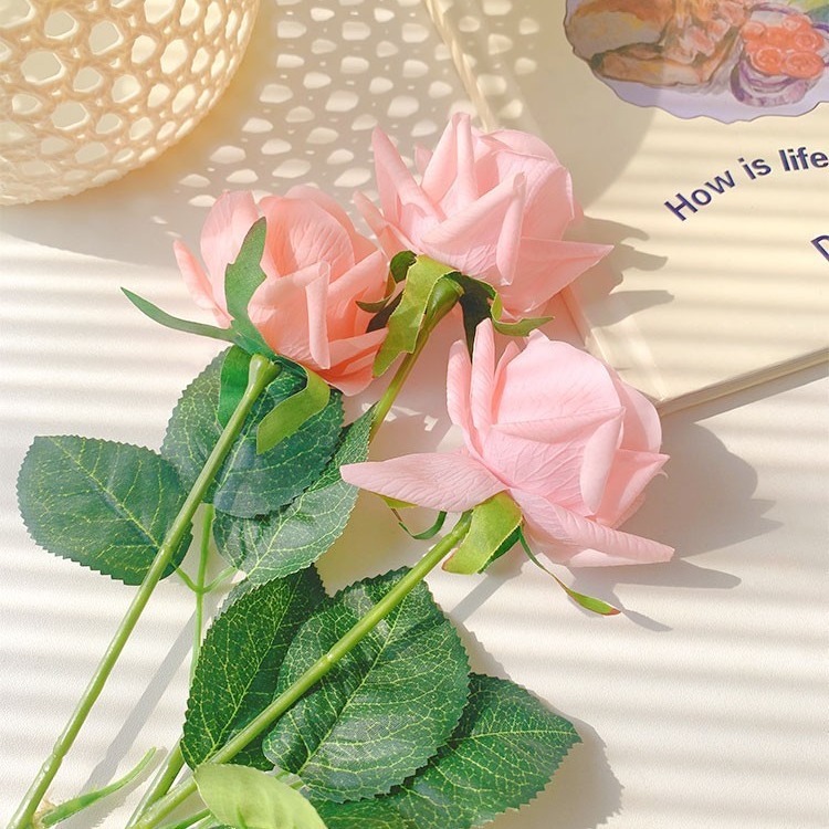 玫瑰仿真花假花新年花束乾花擺設臥室裝飾客廳餐桌桌面花藝擺件