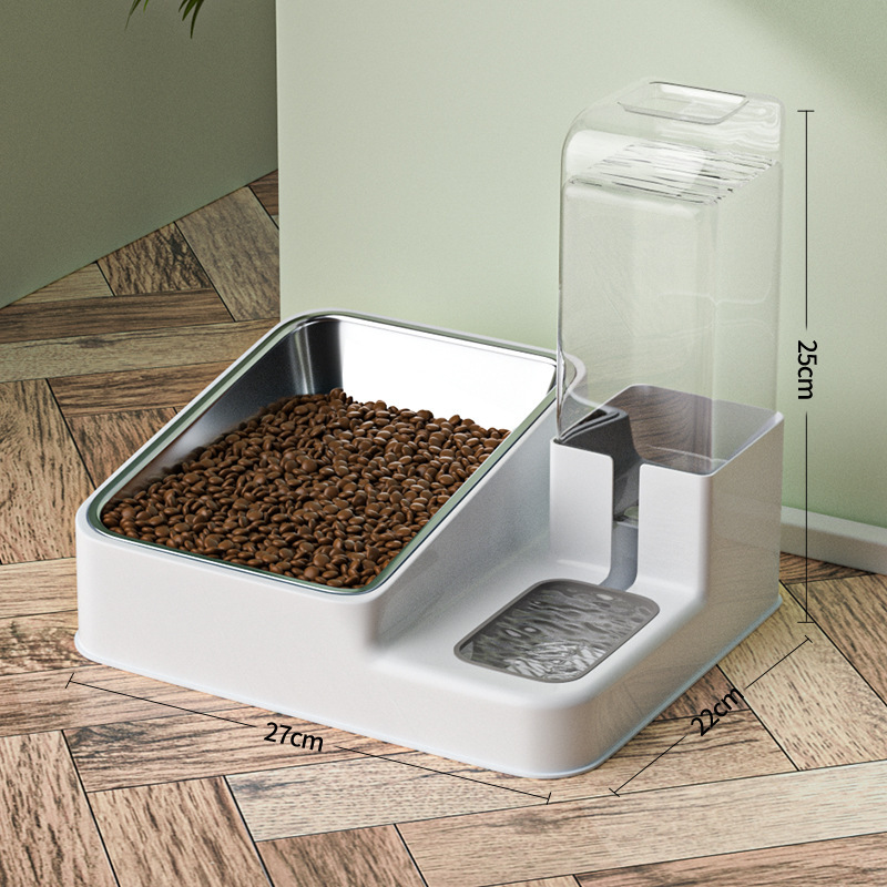 흰색 사각형 스테인리스 그릇丨높이가 높아지고 확대된 음식 그릇