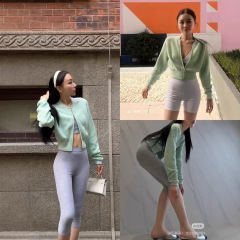alo25秋季新款女士 撞色边饰棒球服领口拉链外套夹克